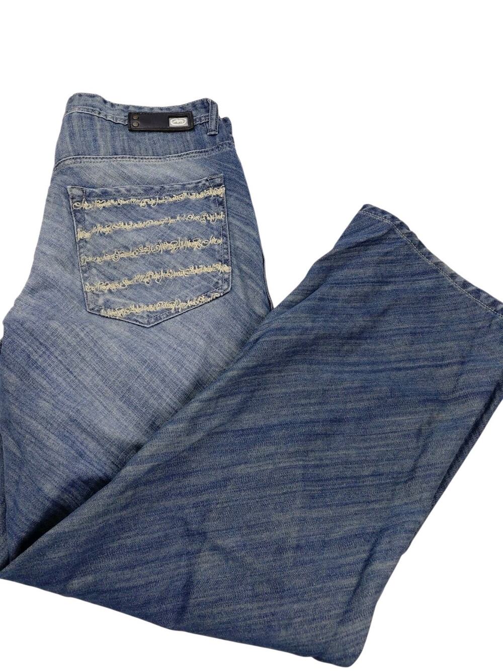 Ecko Unltd. Embroidered Baggy Fit Jeans Size 34 X 34 Wide Leg Pants Streetwear